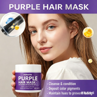 Masque capillaire violet SLUJ Private Label, qualité salon, masque tonifiant à la kératine pour neutraliser les tons jaunes