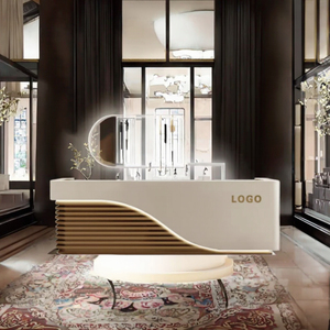 YS-0305 Bancone Reception Personalizzabile in Legno Massello, Ecologico e Moderno, per Ufficio e Negozi di Abbigliamento di Lusso - Product Image 2