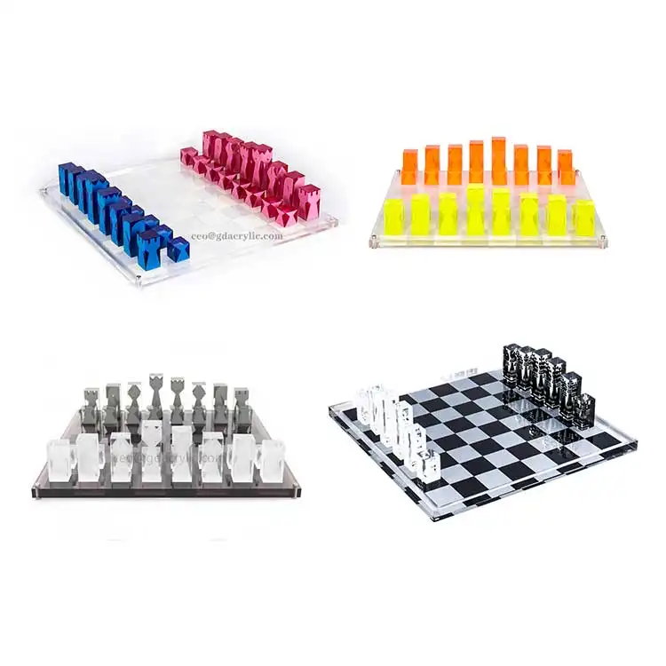 Pièces d'échecs créatifs en satin et en acrylique coloré, cadeau