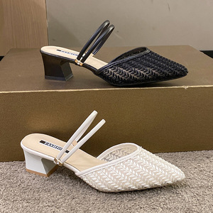 Factory New Summer Satin Bow Sandals Women After Empty Pointy Stiletto Heels Luxury Shoes Designer - Product Image 2