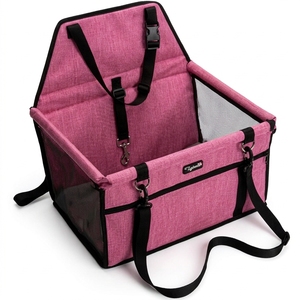 Siège <span class=keywords><strong>rehausseur</strong></span> rose pour animaux de compagnie, petit siège de voyage pliable pour chiens et chats avec fenêtres en maille - Product Image 2