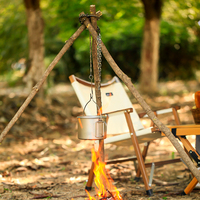 Produits chinois : Grille de camping sur trépied en titane durable avec grille de cuisson pour ustensiles de cuisine d'extérieur