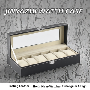 Boîte de rangement de luxe pour 6 montres, boîte de collection en cuir PU avec fenêtre transparente et miroir, boîte cadeau de présentation pour la maison - Product Image 3