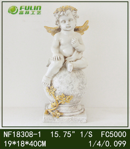 Figura de Querubín Alado de Resina de Tamaño Real para Exteriores, con Corona de Flores, Sentado sobre una Bola de Piedra, para Decoración de Jardín y Césped - Product Image 4