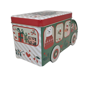 JinKo - Caja de Metal Personalizada con Forma de Coche Navideño Verde y Rojo para Guardar Galletas y Dulces de Navidad, Puerto Rico, para Regalo de Fiesta Navideña - Product Image 4