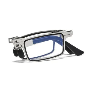 Легко носить портативный дизайн синий свет блокирующие мужские бифокальные складные металлические очки для чтения
