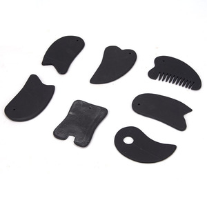 Outil de massage <span class=keywords><strong>Gua</strong></span> <span class=keywords><strong>Sha</strong></span> en pierre Bian, peigne de raclage, planche de massage corporel en jade noir, vente en gros, logo personnalisé - Product Image 2