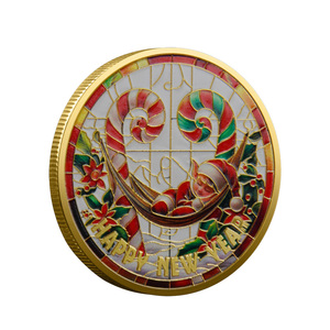 Magische Weihnachts-Münze aus plattiertem Metall mit buntem Elfen-Zuckerstangen-Design, Sammlerstück, Souvenir, Geschenk - Product Image 2