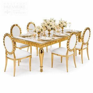 Premium Gold Stainless Steel Leg Event Dining <strong>Table</strong> 60 Inch Round <strong>White</strong> Top for Hotel Conference Banquet <strong>Hall</strong> - Product Image 3