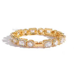 Tennis Bracelet, Rectangular Round <b>Spacer</b> Copper Inlaid Zircon Couple Fashion Tanjing Fashion Lijing Necklace - Product Image 5