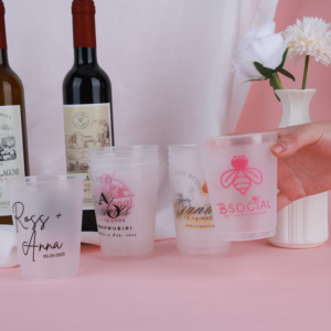Bicchieri Personalizzati con Logo per Feste, Bicchieri in Plastica Opaca Riutilizzabili e Resistenti per Decorazioni Matrimoniali e Forniture per Feste - Product Image 4