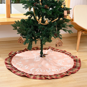 LONGSTAR nuova decorazione natalizia lino <span class=keywords><strong>Plaid</strong></span> bordato gonna albero lettera fiocco di neve finto lino albero fondo grembiule vestito - Product Image 2