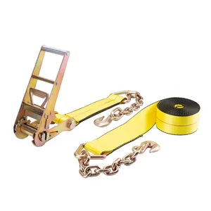 Ratchet Tie Down 3 Inch 30ft Custom Logo Heavy Duty Ratchet Strap Tie Down Assembly With G70 Chain Hook