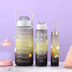 Nouveautés 2026 : Bouteille d'eau en plastique dégradée de 2L (2000ml) avec rappel de consommation, lot de 3 pièces - Product Image 3