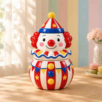 Pot de rangement en céramique Clown de Cirque Nouveauté, Peint à la Main, Boîte à Biscuits, Décoration de Table Maison, Contenant à Bonbons, Cadeau