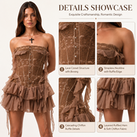 Robe personnalisée pour femme, vêtements sur mesure, corset marron sans bretelles, robe sexy pour soirée, club, été, mini robe pour femme
