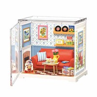 Robotime Rolife Puzzles 3D en plastique faits à la main Jouets assemblés DWS05B Country Blue Lounge Kit de maison miniature DIY