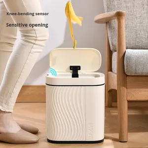 新型プラスチック製スマートタッチパッド付きエコフレンドリー収納バケツ 家庭用自動センサー蓋付き リビングルーム キッチン カスタムパターン - Product Image 3