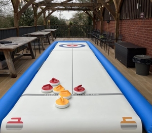 Alfombrilla inflable barata para rizar, pista de hielo de 30 pies de largo, juegos inflables para rizar en la <span class=keywords><strong>calle</strong></span>, pista interactiva para rizar DWF - Product Image 1