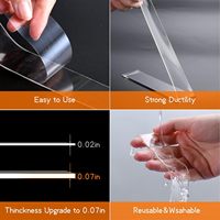 Cinta Adhesiva Acrílica Transparente Nano Reutilizable a Prueba de Agua, Doble Cara, 50m, Lavable, Removible, para Uso en Casa y Auto