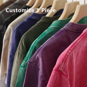 En gros recadrée Boxy imprimé coton surdimensionné 230g main en détresse Style blanc femmes hommes Vintage lavage <span class=keywords><strong>T-Shirt</strong></span> <span class=keywords><strong>T-Shirt</strong></span> - Product Image 1