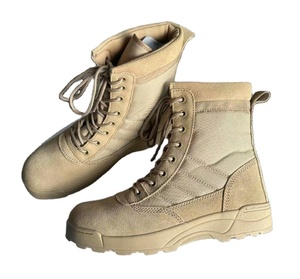 รองเท้าบูทหนังวัวกลับแบบดีเซิร์ท รุ่น TSB09 ไม่มีซิป สีแทน-ดำ รองเท้าคอมแบทแบบสั่งทำพิเศษ - Product Image 1