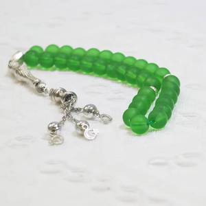 Tasbih de Vidrio Esmerilado de Color Sólido Puro, 12 mm, 33 Cuentas, Acabado Mate Elegante, Cuentas de Oración Islámicas YASEEN para Hombres y Mujeres - Product Image 1