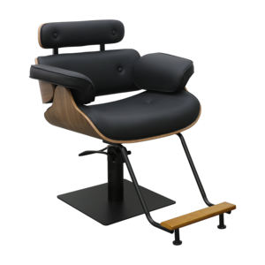 Современный черный набор мебели для салона из искусственной кожи, включая кресло для мытья волос с черной чашей и тележкой для парикмахерской - Product Image 2
