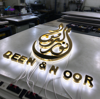 Enseigne en acier inoxydable rétroéclairée 3D personnalisable avec bandes LED pour bureaux, hôtels, magasins