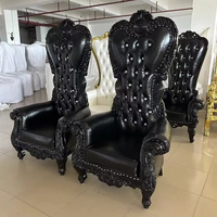 Nouvelles chaises de trône royales noires pour mariage, Bjflamingo, chaise de trône royale de luxe en bois pour mariage