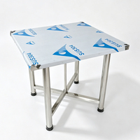Table carrée en acier inoxydable avec plateau détachable, mobilier de salle à manger carré personnalisé pour intérieur/extérieur, fête, stand alimentaire, hôtel