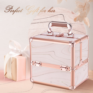 Professional Make up Train Carrying <b>Case</b> with 4 Trays Travel Cosmetic Box Organizer Nail <b>Makeup</b> Artist Beauty Suitcase - Product Image 4