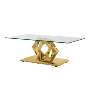 Mua Đồ Nội Thất Từ Trung Quốc Trên Trang Web Trực Tuyến Bàn Cuối Kính Cho Phòng Khách Lớn Bàn Cà Phê Mạ Crôm Bằng Thép Không Gỉ Màu Vàng - Product Image 4
