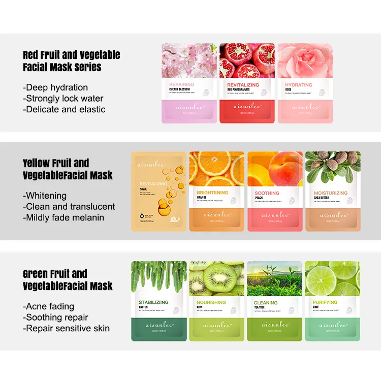 Private label Skincare Rose Whitening Fruit Exfoliating Moisturizing Vitamin C Vegan Cleaning Acne Facial Face Sheet Mask