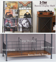 Support de disque vinyle Table d'extrémité Stockage de disques à 3 niveaux Support de table tournante Support de table de tourne-disque