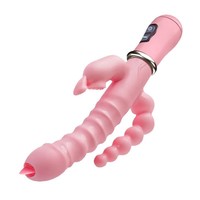 Jouet sexuel anal Rabbit G Spot pour femmes, vibromasseur, stimulateur du clitoris, double langue, double tige, 12 vibrations