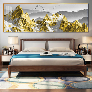 <span class=keywords><strong>Montagnes</strong></span> de neige dorées et oiseaux volants peintures de paysage et art mural pour chambre et décoration intérieure impression sur toile affiche - Product Image 2