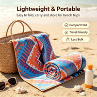 Serviette de plage turque double face en microfibre imprimée, écologique, légère, séchage rapide, anti-sable, pour voyage, piscine, camping