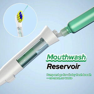 SonicPump Electric Toothbrush – <b>Battery</b> Operated with Built-in Mouthwash Reservoir & <b>Pump</b>, Gentle Bristles 3 Sonic Mode - Product Image 4