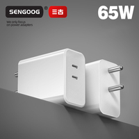 Adaptateur secteur SENGOG 65W 2C Type-C avec protection OTP/OVP, charge rapide pour téléphones et MacBook Pro (prise EU/UK) - Garantie 2 ans, ignifuge