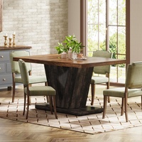 Table à manger Tribesigns de 47 pouces pour 4 personnes, table de salle à manger noire avec piédestal robuste, table à manger en bois de style campagnard