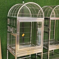 Großer Vogelkäfig aus Edelstahl 304 im Neuen Europäischen Stil, Indoor-Zuchtkäfig für Papageien mit Gehärteter Front und Atmungsaktiver Massiver Eisenbox