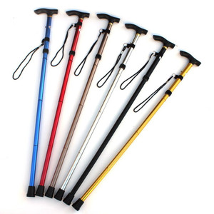 Bâton de marche pliable en alliage d'aluminium, 5 sections télescopiques, poignée en T, bâton de trekking pour personnes âgées, canne de randonnée - Product Image 1