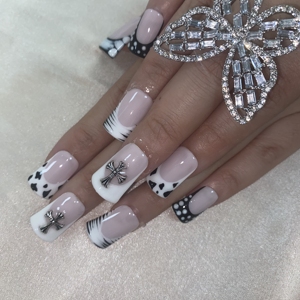 <span class=keywords><strong>Uñas</strong></span> Postizas Acrílicas Reutilizables de Longitud Media con Diseño de Animales en Rosa Pastel, Estampado de Zebra y <span class=keywords><strong>Vaca</strong></span>, Forma de Pato y Adorno de Diamantes de Imitación - Product Image 4