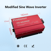 Pretiosus onduleur chine usine onde sinusoïdale modifiée 2kw 2000w onduleur DC12v 24v à AC210v 220v convertisseur de puissance UPS USB