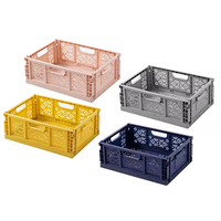 Paniers de rangement en plastique pliables rectangulaires multi-usages, écologiques, durables, ventilés, avec poignées ergonomiques, empilables pour la maison