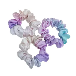 100% mulberry silk charmeuse elastic hair bands for women silk scrunchie with gradient color