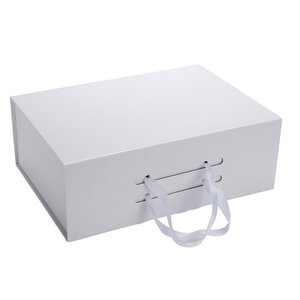 Custom 2mm Thick Folding Gift <b>Box</b> with Ribbon Glossy Lamination Flat Fold Cardboard Telescopic Rigid Boxes Packaging - Product Image 2