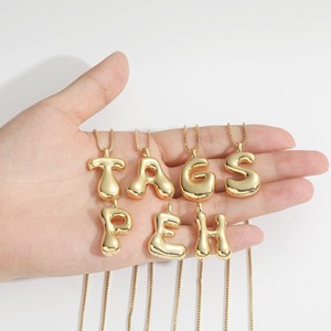 Pendentif lettre de l'alphabet bulle en laiton plaqué <span class=keywords><strong>or</strong></span> 18 carats pour femmes collier à faire soi-même fabrication de bijoux breloques fournitures 26 lettres A-Z - Product Image 2