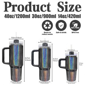 Custom LogoBulk Outdoor Sports Holographic Shimmer 14oz 30oz 40oz Tumbler with Black Plated for Laser Engraving - Product Image 2